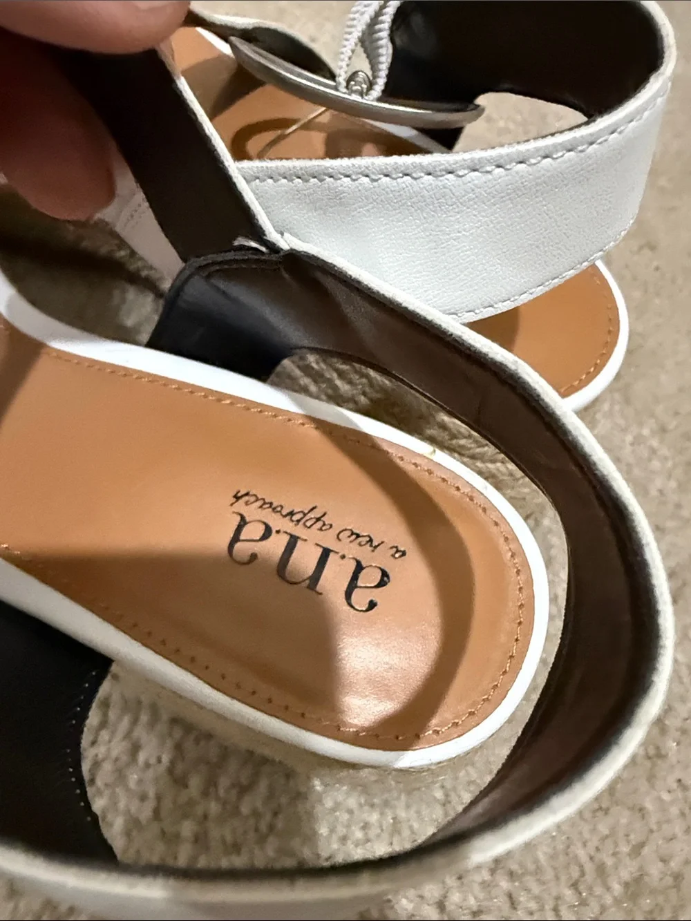 a.n.a White Espadrille Platform Sandals with Silver Buckle